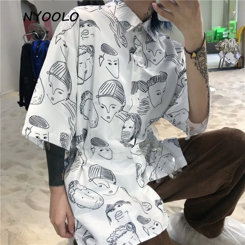 NYOOLO Letnik ulične risanka Portret hip hop majico s kratkimi rokavi ženske moške obleke Poletje svoboden skateboard bluzo majica vrh