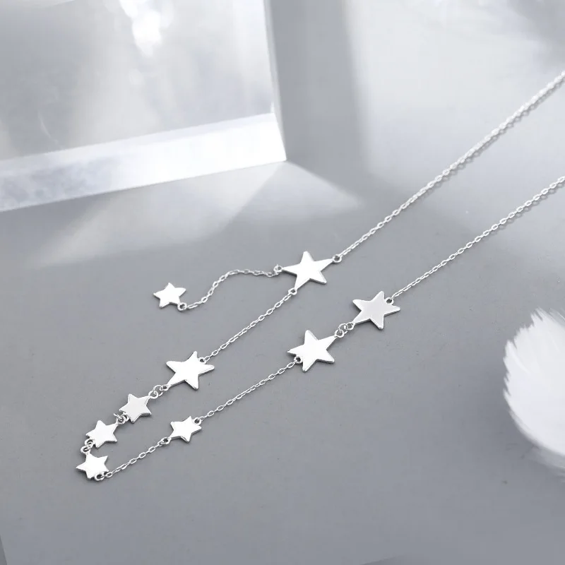 OBEAR Silver Plated Romantično Multi Star Ogrlica Poslastica Srebrne Barve Kratek Clavicle Verige Ogrlica Za Ženske, Poročni Dodatki
