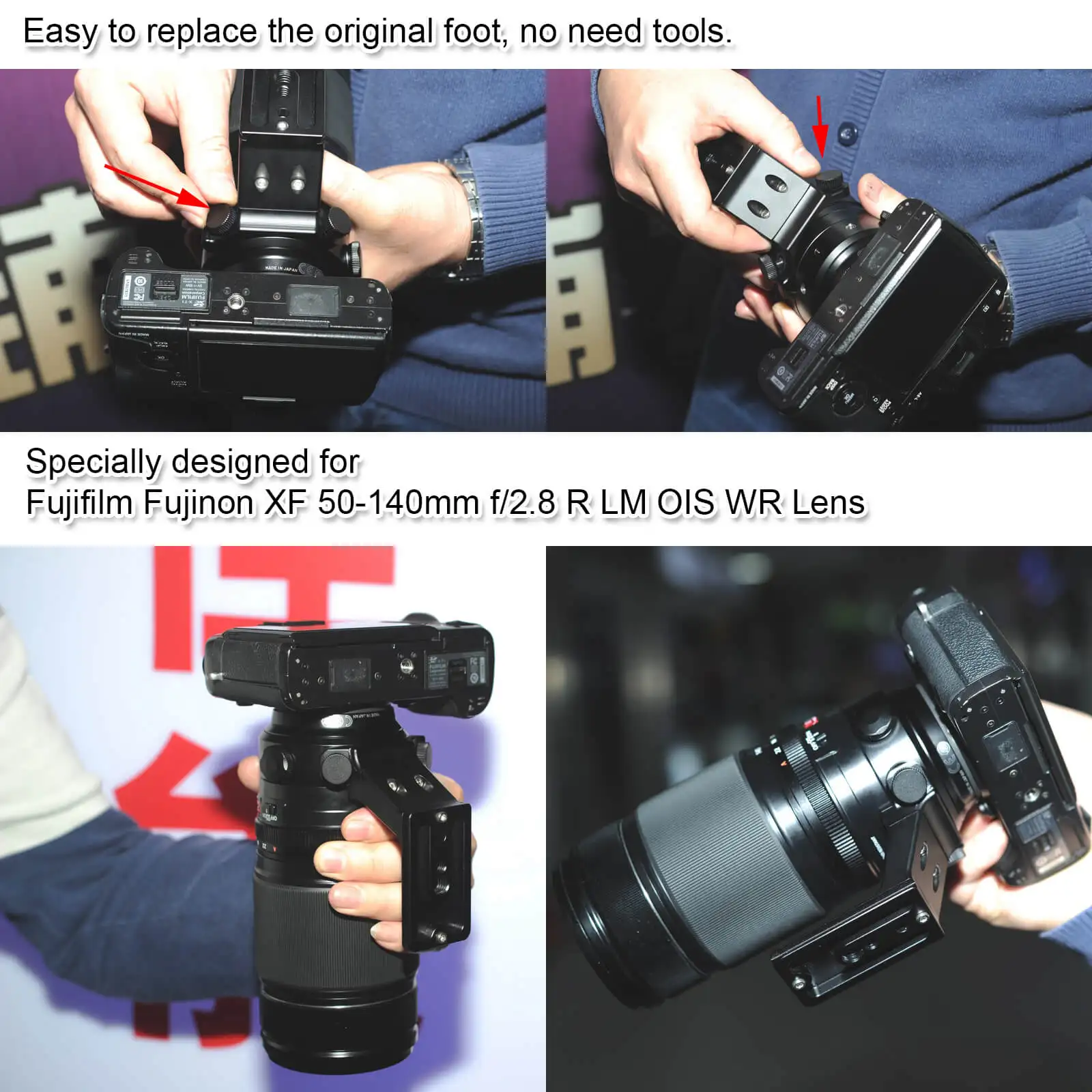Objektiv Zamenjava Stopala Stojalo Obroč, ki je Osnova za Fujifilm XF 50-140mm f/2.8 R LM OIS WR Objektiv z ARCA Hitro Sprostitev Ploščo