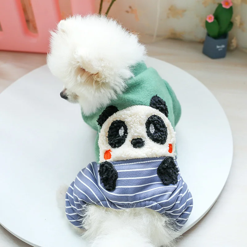 Oblačila za pse pasji mladiček Teddy Schnauzer Pomorjansko Chihuahua Bichon Pes Srčkan Hišne Oblačila Toplo Priložnostne Panda štirinožni Oblačila
