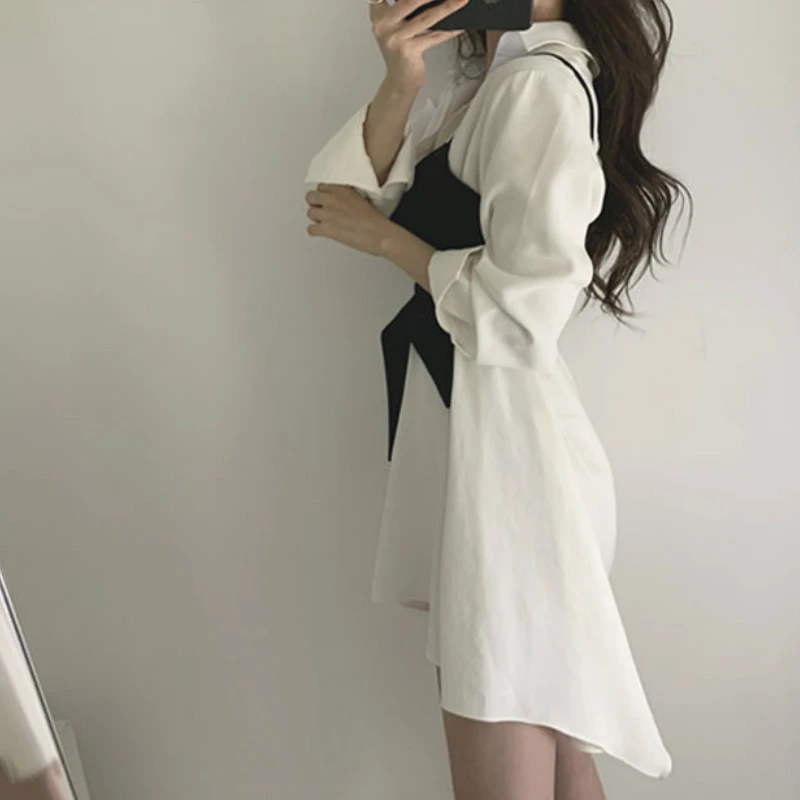 Obleka Ženska Jeseni Novi Korejski Slog Dolg Rokav Dva Kosa Trendy Elegantno Nezakonitih Slim Ženski Ženski Ženski Mini Obleke Vroče