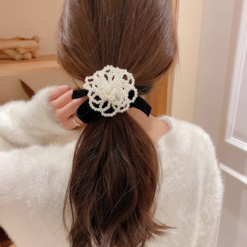 Oblikovanje cvet lok lase kabel dekleta haar pribor razredi cheveux schrunchie fille za ženske posnetke capelli 2020 gume