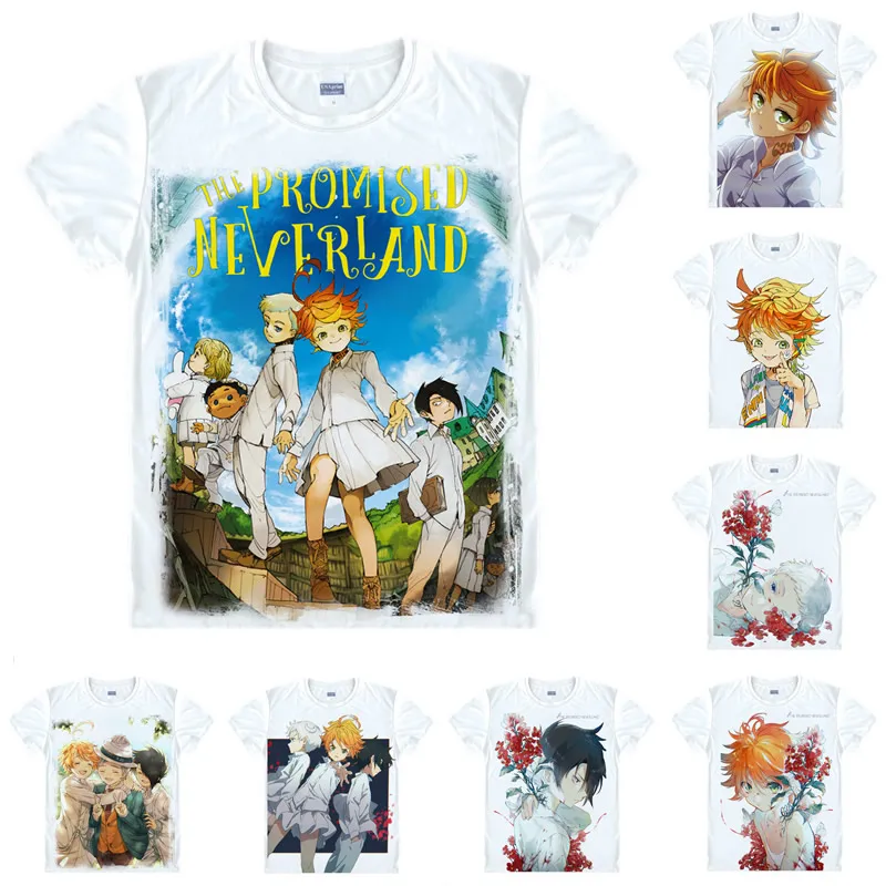 Obljubljena Neverland T Shirt Emma Norman Ray Moda Tee Anime Po Meri Priložnostne Cosplay T-Shirt Tiskanje Kratkimi Rokavi TShirt