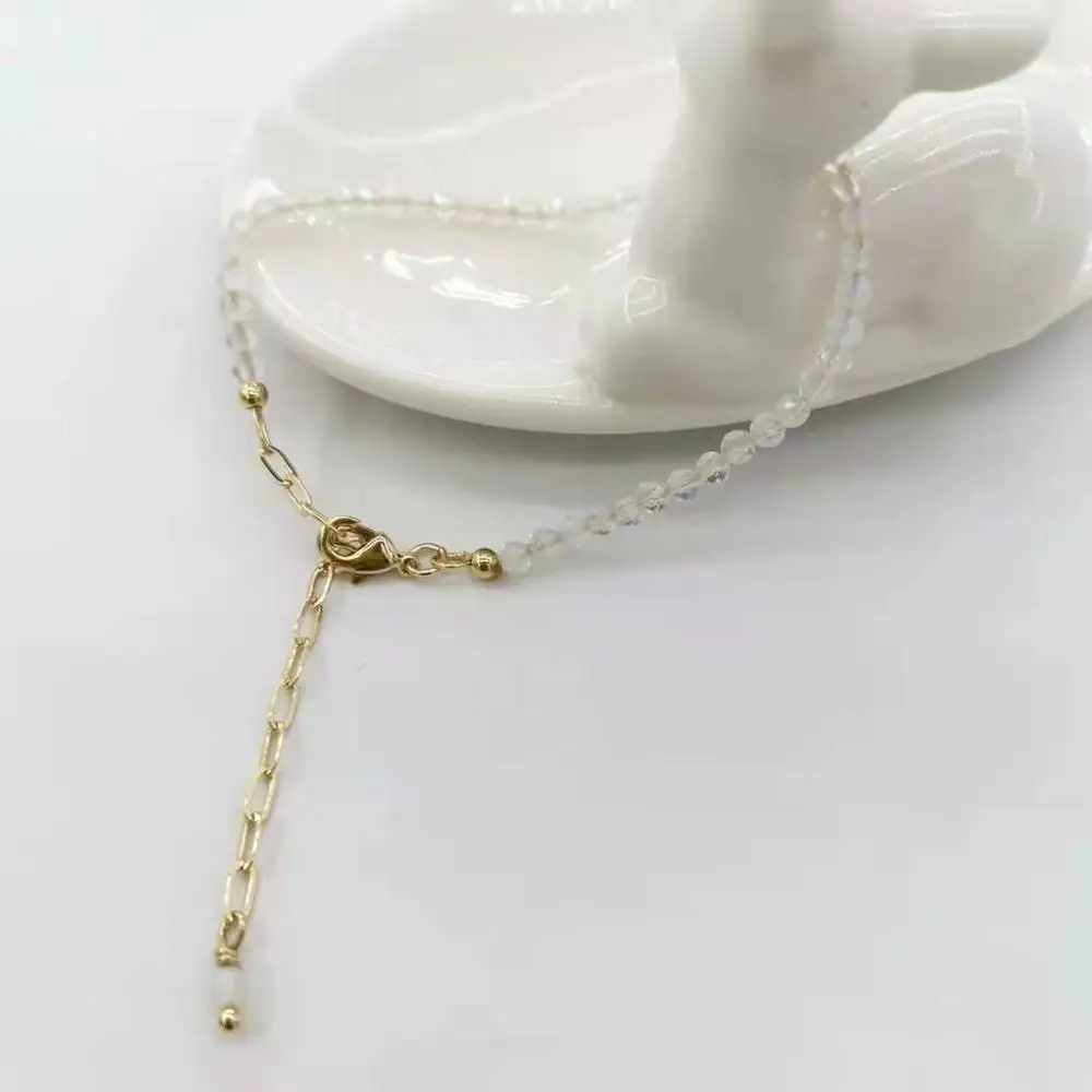 Obrazi White Opal Zapestnica Občutljivo Nastavljivo 14K Zlato, ki je Napolnjena Verige Naravnega Kamna Pulsera Mujer Boho Ženske, Nakit Zapestnica