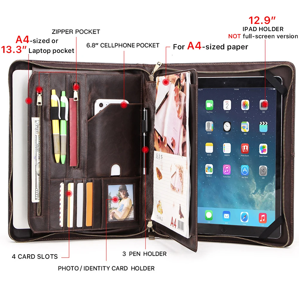 OBRNITE DRUŽINO Retro Padfolio Krava Usnjena torbica za iPad Pro Za 12,9
