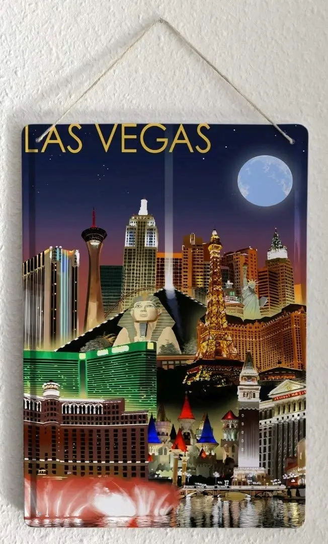 OD leta 2004 Tin Prijavite Kovinsko Ploščo, Dekorativni Prijavite Doma Dekor Plošč Retro Umetnosti Metropole Las Vegas, ZDA