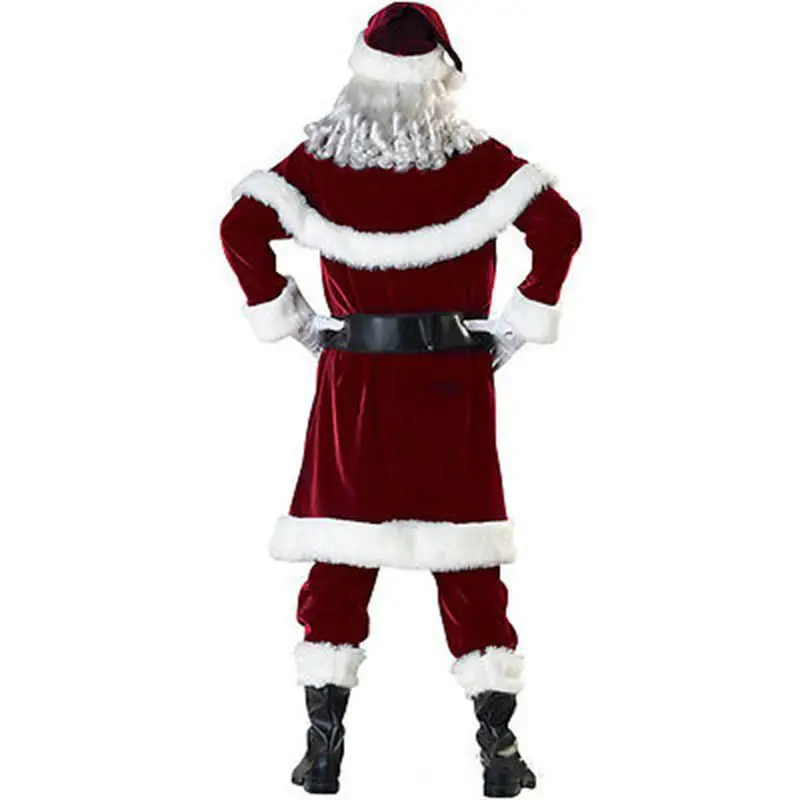 Odraslih Božični Kostum 8PC Žamet Deluxe Santa Claus Oče Cosplay bo Ustrezala pustna Celoten Sklop Božič, Cosplay Obleke