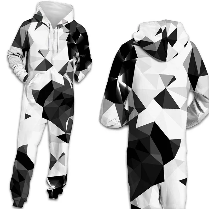 Odraslih Unisex 3D Tiskanja Onepiece Jumpsuit Sleepwear Hoodie, Ženska Eleganca Eno Zip Prevelik Svoboden Playsuit Hooded Ženske Oblačila