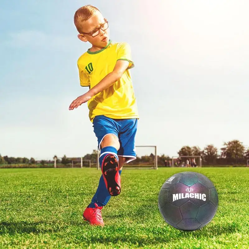 Odsevni Svetlobna Nogomet Reflektivni Kul Otrok Igra Na Prostem Usposabljanja Luminiscence Napihljivi Nogomet