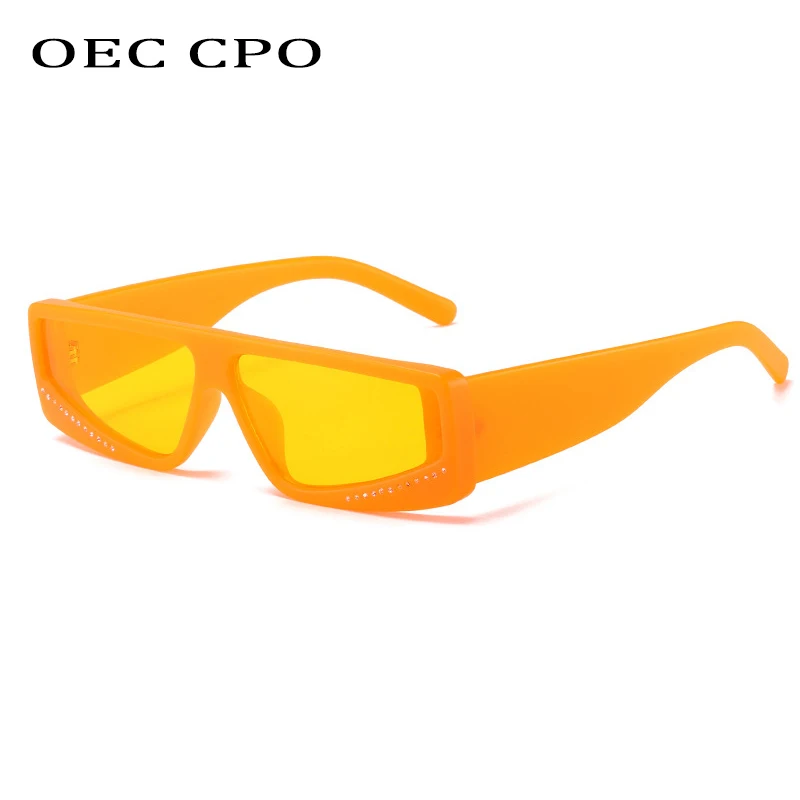 OEC CPO Letnik Pravokotni sončna Očala Ženske Oranžna Rumena Modna sončna Očala Ženska Seksi Kvadratnih Očala Moških UV400 Oculos De Tako