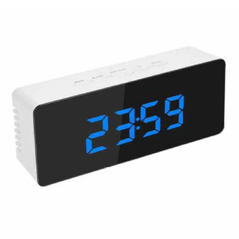 Ogledalo LED Alarm Tabela Ura Svetlobni Digitalni Dremeža Temperatura Wake Up Light Osvetljen Desk Clock Spalnica 3AAA/USB Polnjenje