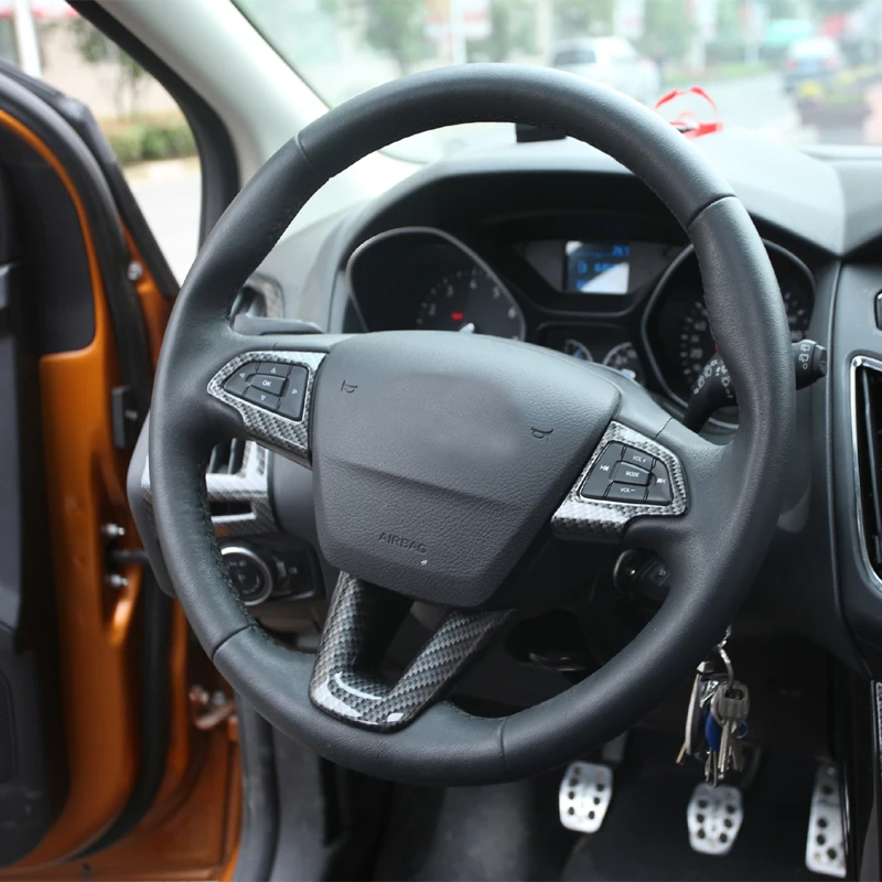Ogljikovih Vlaken ABS Barva Avto Volan Dekoracijo Trim Tiste Nalepke Za Ford Focus 4 MK4 2016 2017 Dodatki