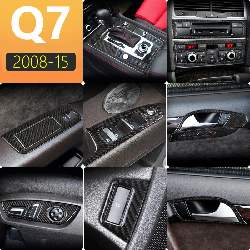 Ogljikovih vlaken avto Centralne naprave za krmiljenje vrat plošča Pokrov spremenjen notranje dekorativne nalepke Za Audi 08-15 V7 Auto dodatki