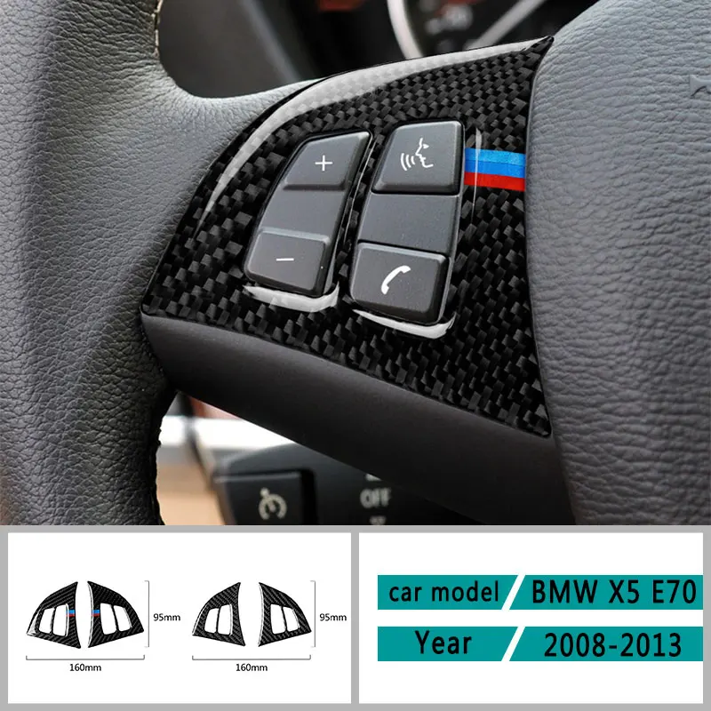 Ogljikovih Vlaken Avto Dodatki Notranjost Volan Gumb Zaščitne Nalepke Kritje Trim Nalepke Za BMW X5 E70 2008-2013