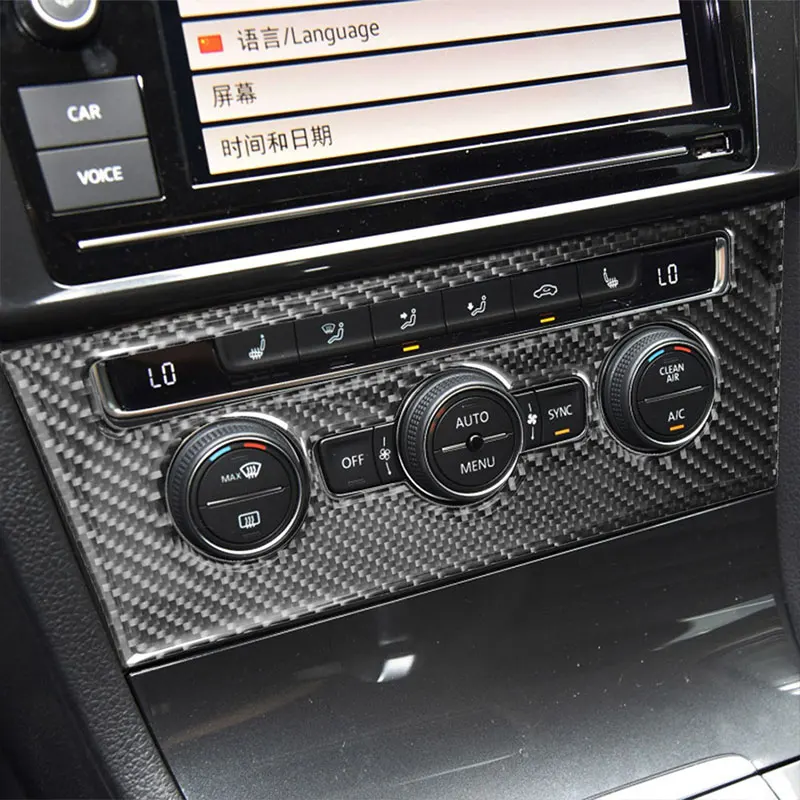 Ogljikovih Vlaken Avto Notranjost klimatske naprave nadzor gumb plošči 3D nalepke Trim Za Volkswagen VW Golf 7 GTI-MK7-2019