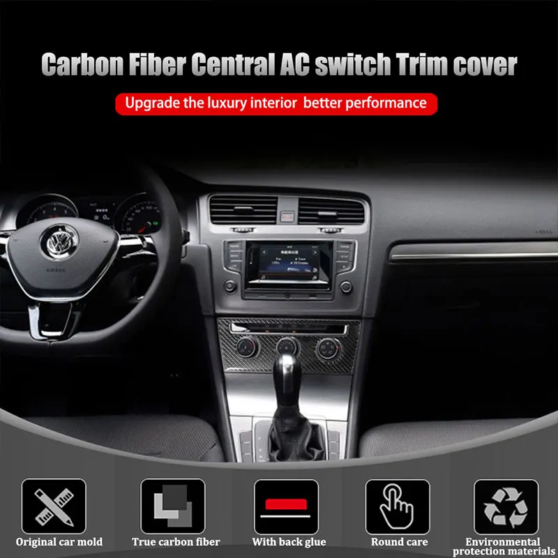 Ogljikovih Vlaken Avto Notranjost klimatske naprave nadzor gumb plošči 3D nalepke Trim Za Volkswagen VW Golf 7 GTI-MK7-2019