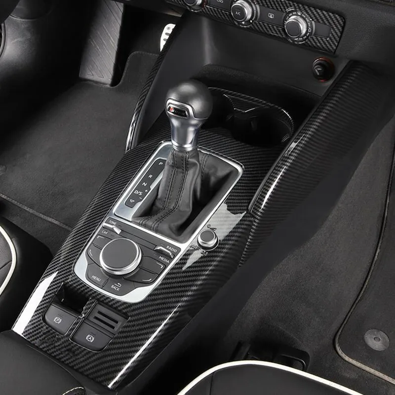 Ogljikovih Vlaken Barve sredinski Konzoli, Prestavljanje Okvir Okrasni Pokrov Trim Za Audi A3 8V-2018 LHD Avto Styling Notranjost