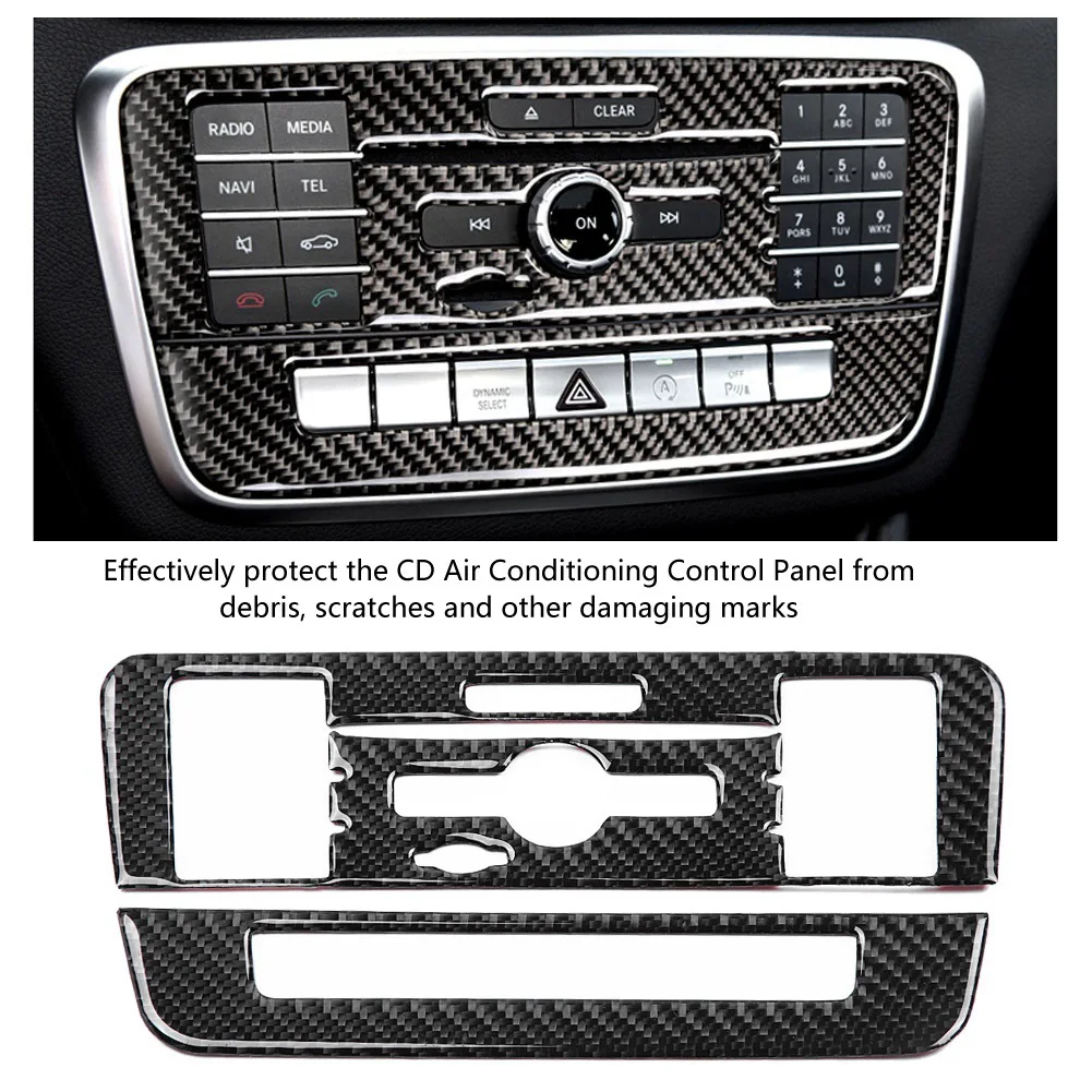Ogljikovih Vlaken CD klimatska Naprava Nadzorno Ploščo Kritje dekoracijo Notranjosti Pokrova Nalepke za Mercedes-Benz Razreda B Razreda CLA GLA