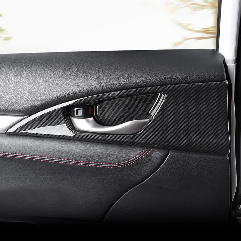 Ogljikovih vlaken notranja vrata ročaj dekorativne nalepke vrat ročaj spremembe pribor Za Honda Civic 10. 2017 18 2019 2020