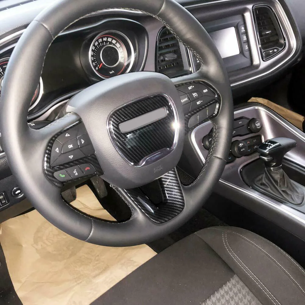 Ogljikovih Vlaken Volan Gumb Okvir Dekorativne Nalepke Trim Kritje ABS za Dodge Challenger-2020 Avto Styling