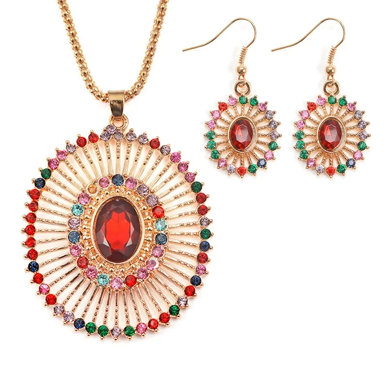 Ogrlica, uhani nakit set za ženske indijski nastavite retro nakit ženske maroko poročni uhani