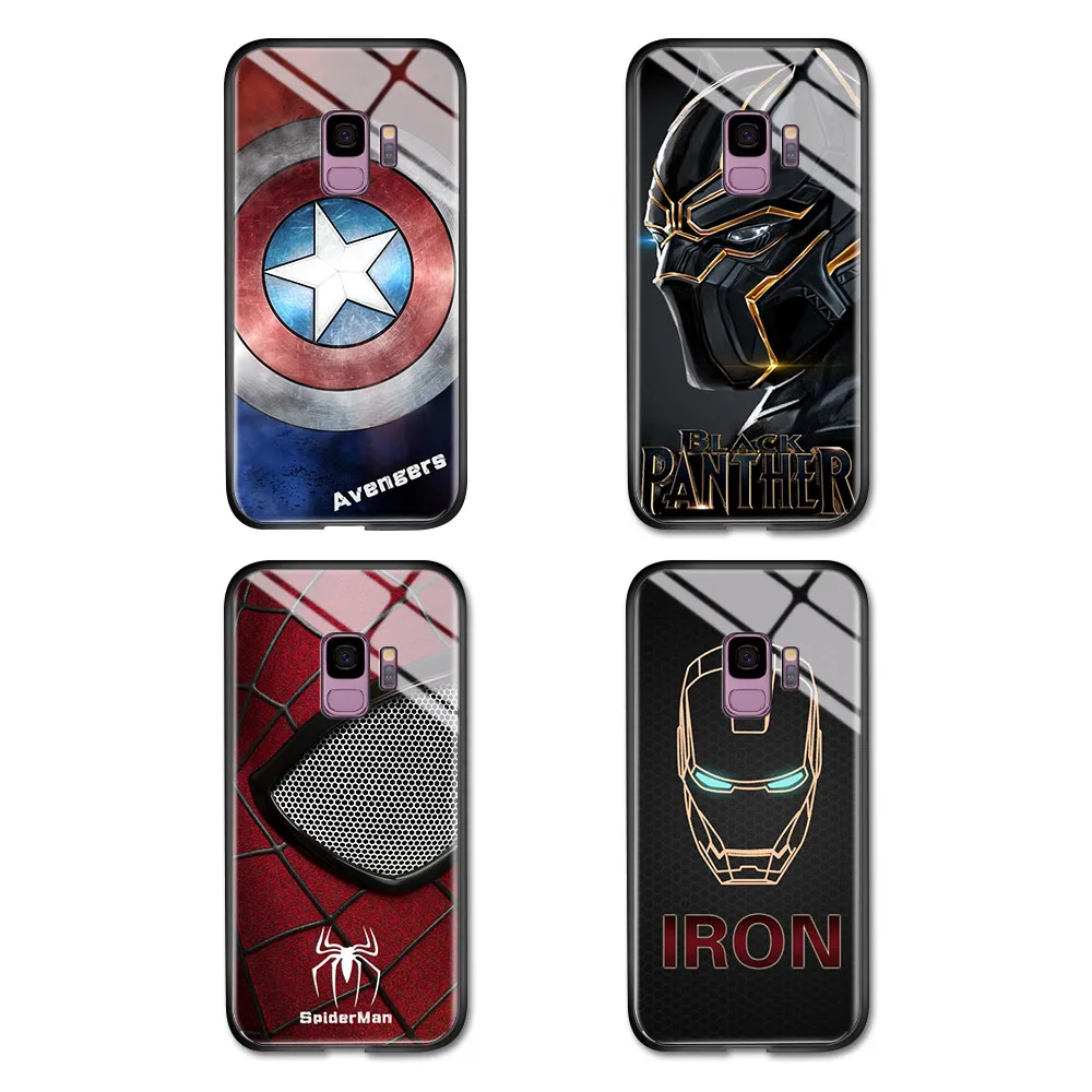 Ohišje Za Samsung Galaxy Note 20 Ultra 10 9 8 Note10 Lite A81 Luksuzni Kaljeno Steklo Captain America Ironman Panther Zadnji Pokrovček
