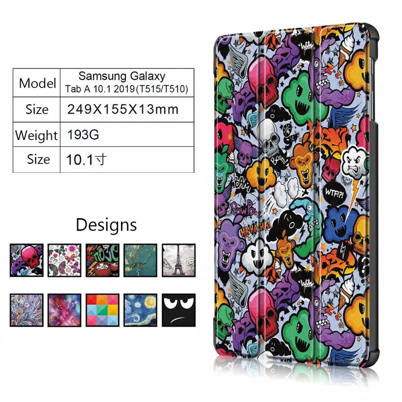 Ohišje Za Samsung Galaxy Tab 10.1 2019 T510 T515 SM-T510 SM-T515 Kritje Funda Slim Magnetni Zložljiva PU Usnje Stojijo Lupine +Darilo