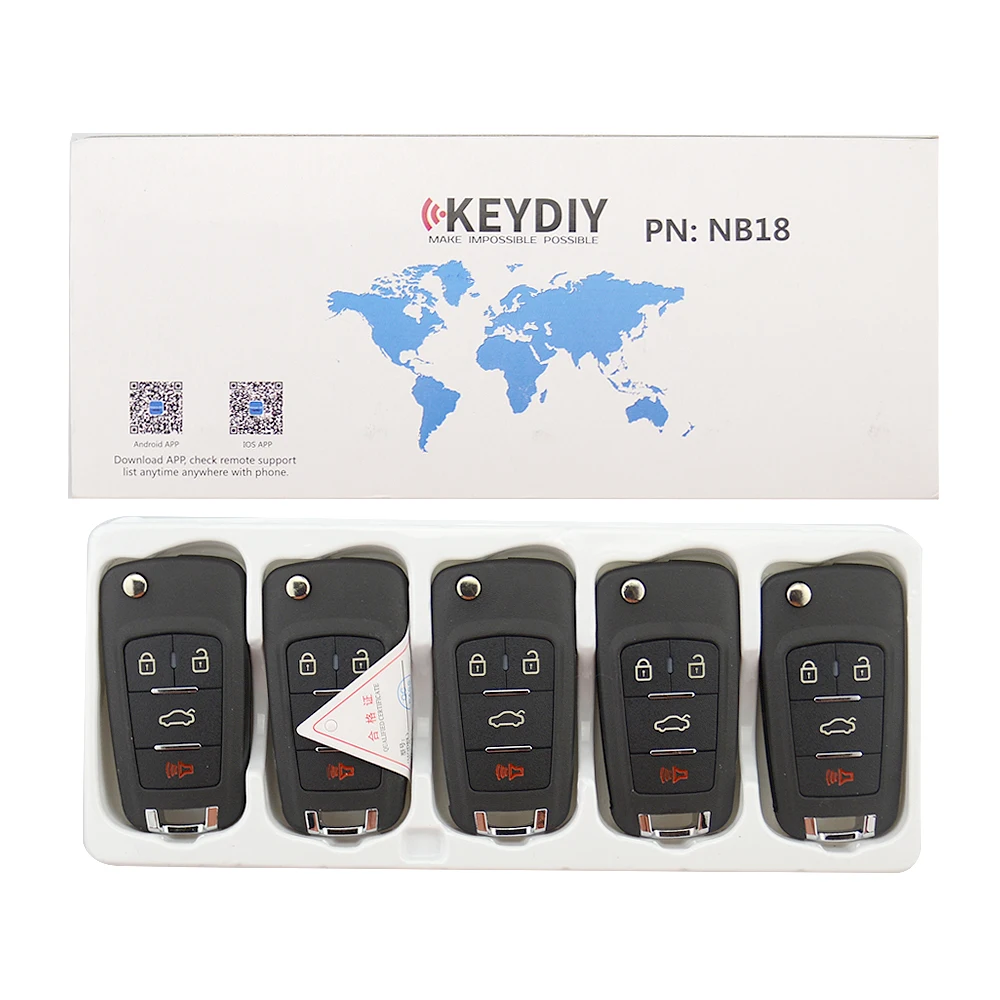 OkeyTech 5PCS KEYDIY 4 Gumb Multi-funkcionalne KD NAPOTILO Serije NB18 Daljinski Ključ Za KD900 KD900+ URG200 (Vse Funkcije Na Eno Tipko)