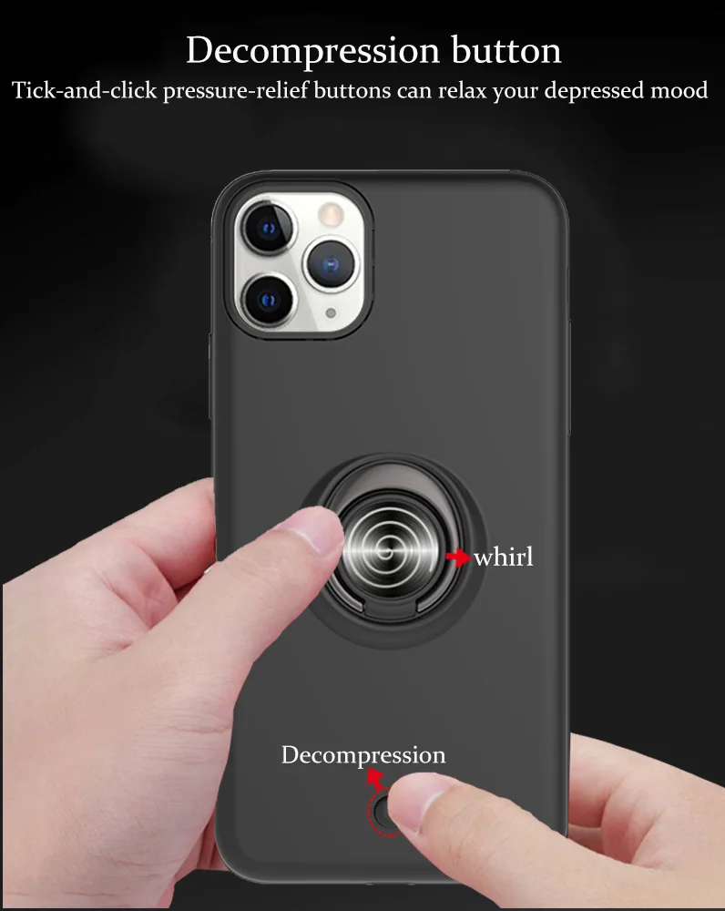 Oklep Tlaka Gumb Prst Prstan Stojalo Primeru Za iPhone 11 Pro XS MAX XR X SE 2020 Plus 8 7 6s Shockproof Zaščitni Pokrov