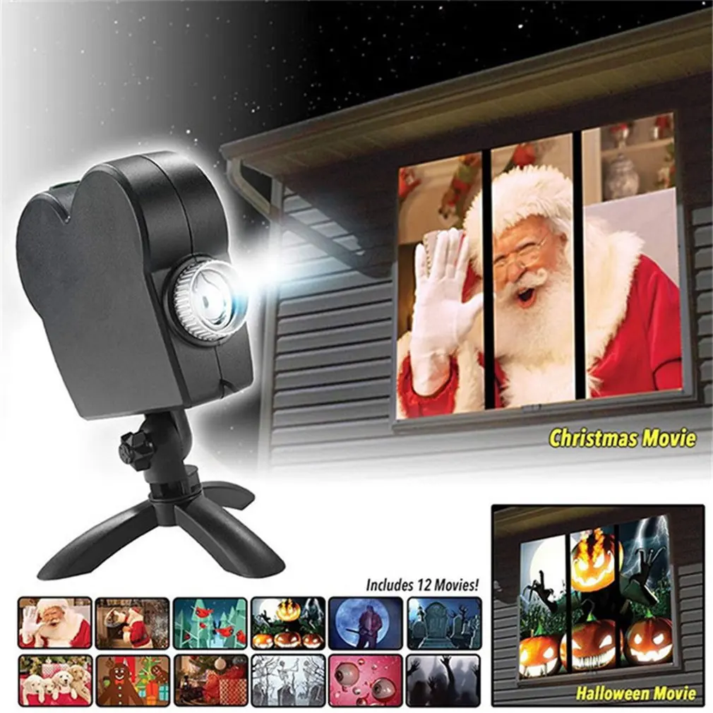 Okno Display Laser DJ Fazi Lučka Božič Reflektorji Projektor Wonderland 12 Filmov, Projektorja Lučka za Osvetlitev zabavo za noč Čarovnic