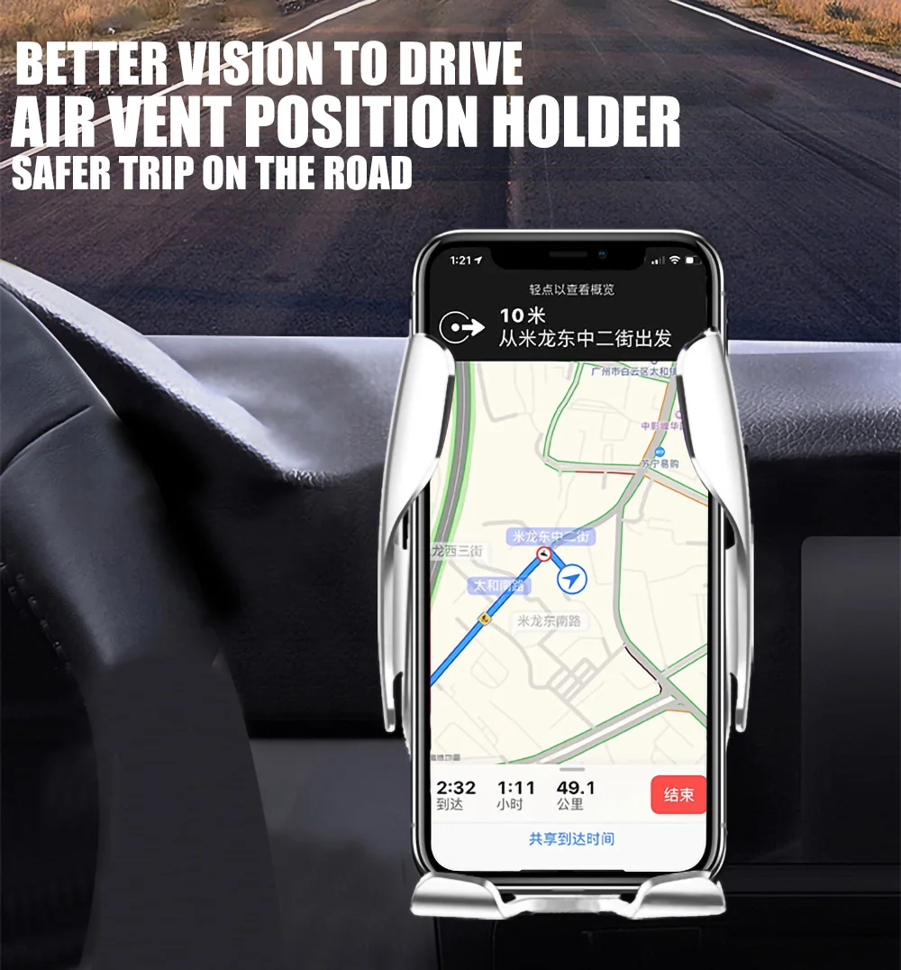 Okrasnih avto nosilec za telefon, brezžični polnilec zraka vent Za iPhone 11 XS X XR 8 Samsung S10 S8 S9 rose avtomobilski pribor