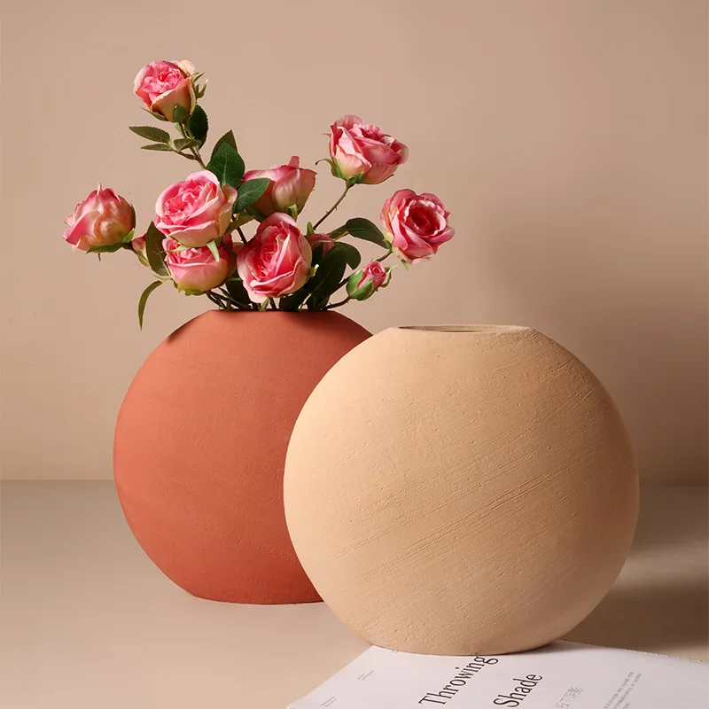 Okrogle keramične vaze nordijska dekoracijo doma sušenega vaze macetas de ceramica dnevna soba dekoracijo pribor jarrones