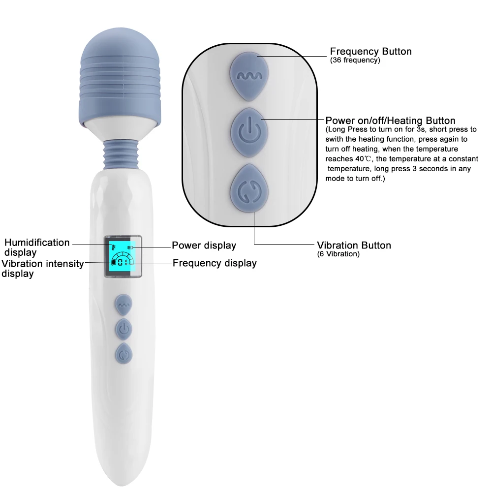 OLO Klitoris Spodbujanje Ženska Masturbacija Massager 36 Hitrosti, LCD AV Palico Vibrator Ogrevano G Spot Vibrator Čarobno Palico