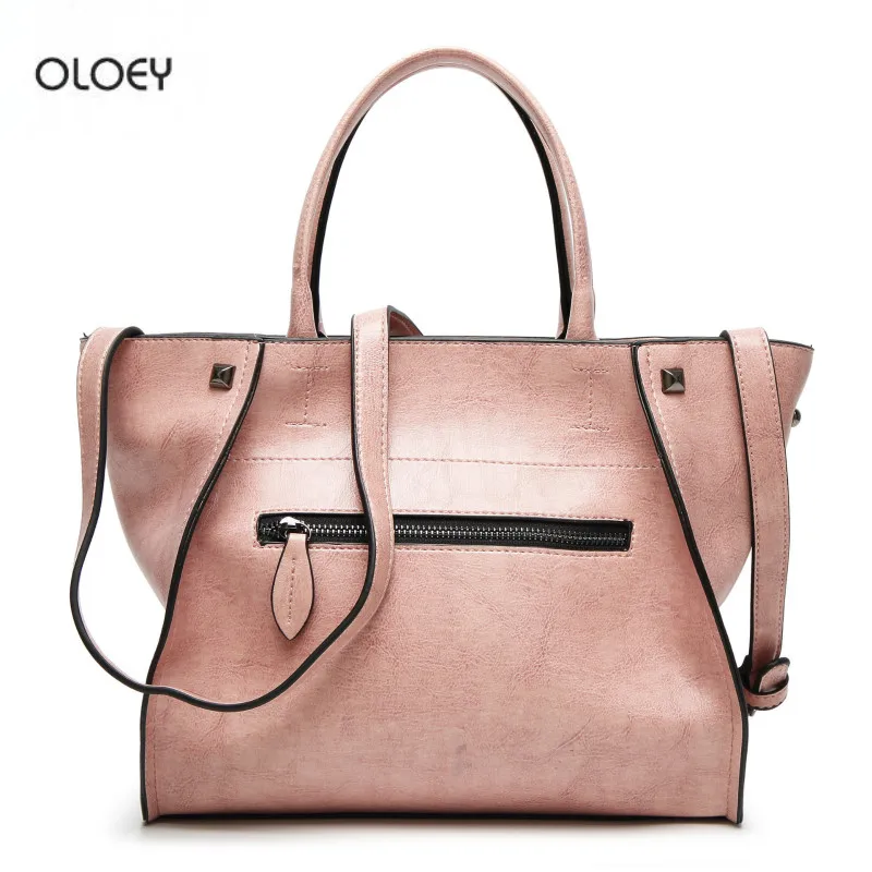 OLOEY Nove ženske je veliko zmogljivosti torbice Modni retro preprost ramenski messenger bag Divje usnje tote vrečko Vedro vreča