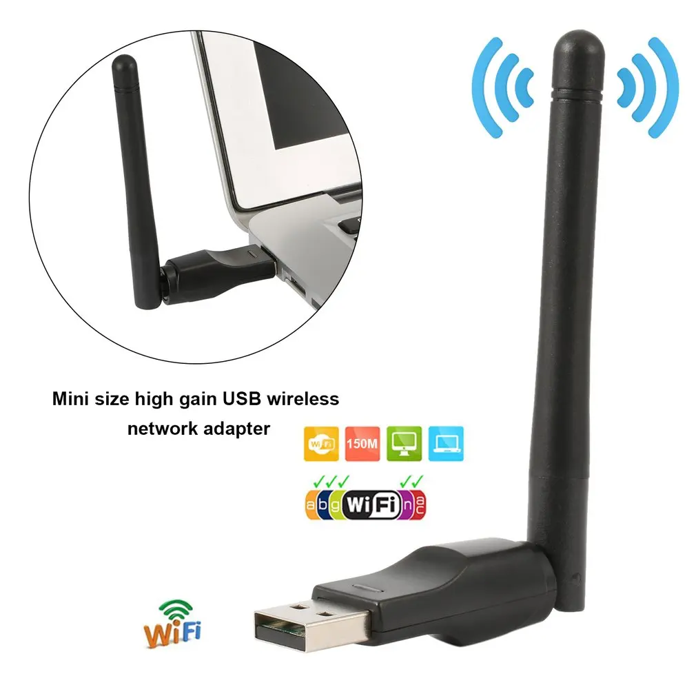 Omrežna Kartica Mini Brezžična Wifi Adapter 150 Mbps 20dBm Antena, USB, Wifi Sprejemnik 802.11 b/n/g Visoke Hitrosti Wifi Adaptador dropship