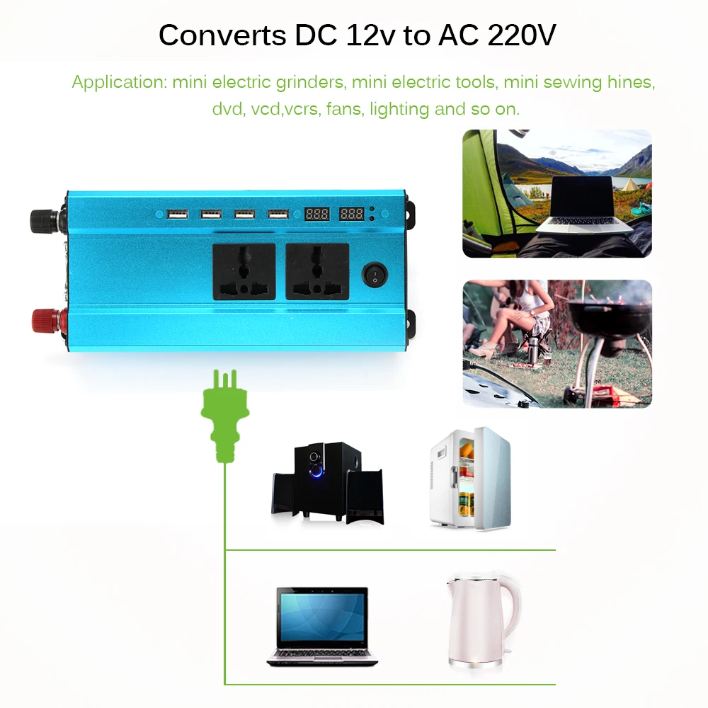 Onever 4000W Avto Inverter LED DC 12V na AC 110V sinusni signal Pretvornika s 4 USB Vmesniki Napetosti Transformatorja Adapter za Polnilnik