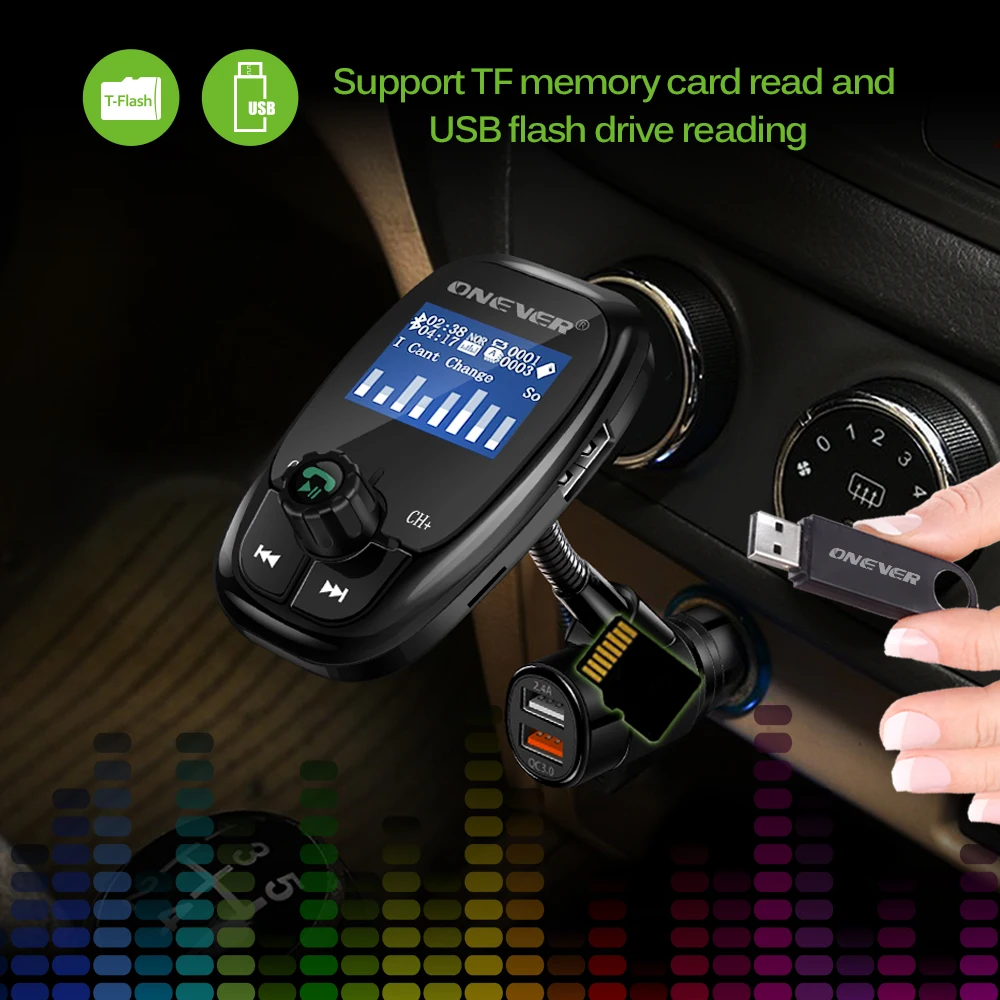 Onever Vrtljiv fm modulator Bluetooth Car Kit, MP3 Predvajalnik Modulator Hitro Polnjenje Za xiaomi roidmi 2s Avto styling Za bmw e46
