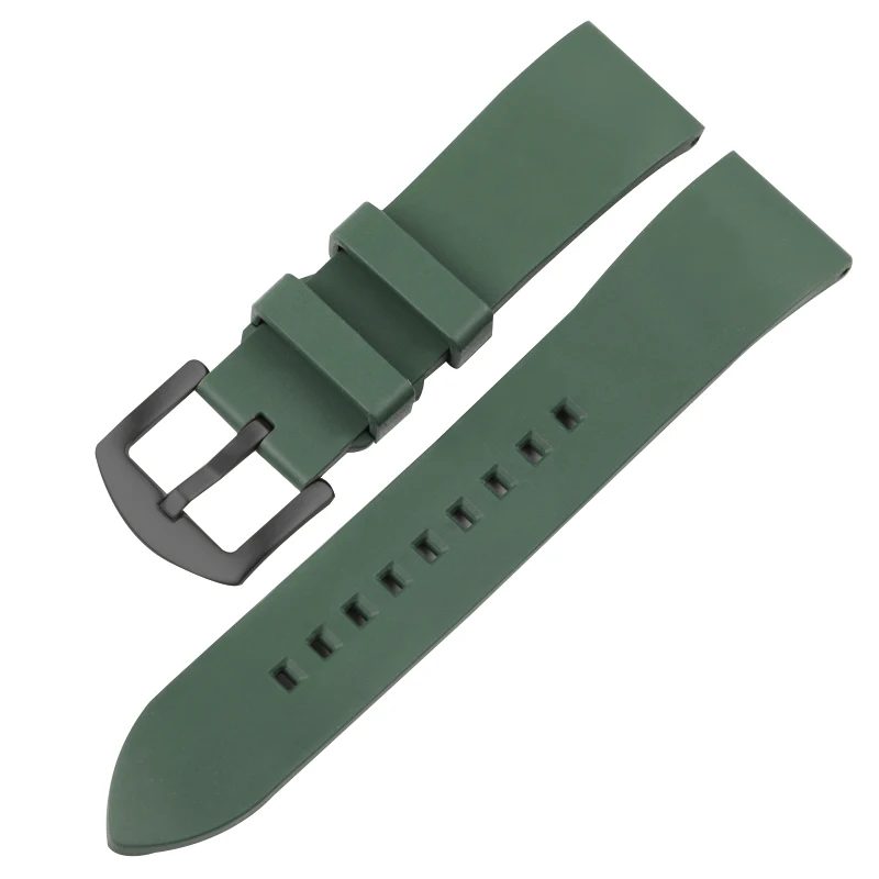 Onthelevel 20 22 24 mm Fluororubber Watchband Silikonske Gume Nepremočljiva Watch Trak Črno Zelena Z Hitro Sprostitev #E