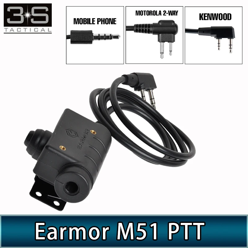 Opsmen Earmor Slušalke M51 PG Kenwood Motorola 2-Way Telefon Priključite 3.5 MM AUX Taktično Slušalke Pribor