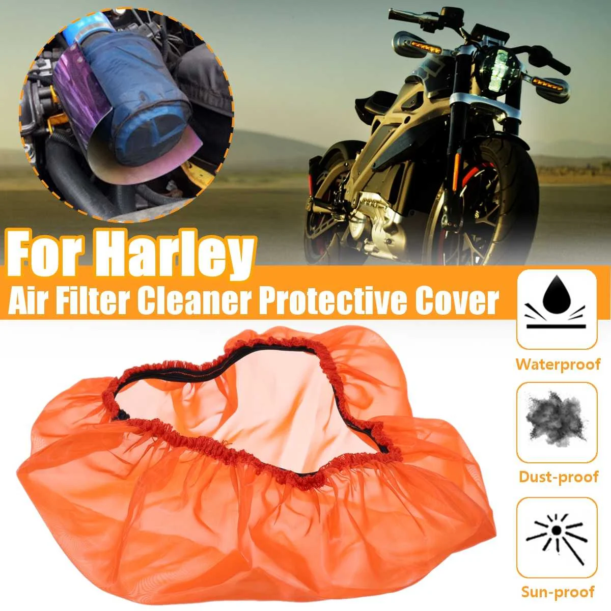 Orange Air Filter Čistilec Zaščitna Dež Nogavica Kritje Nepremočljiva Oilproof Dustproof Za Harley