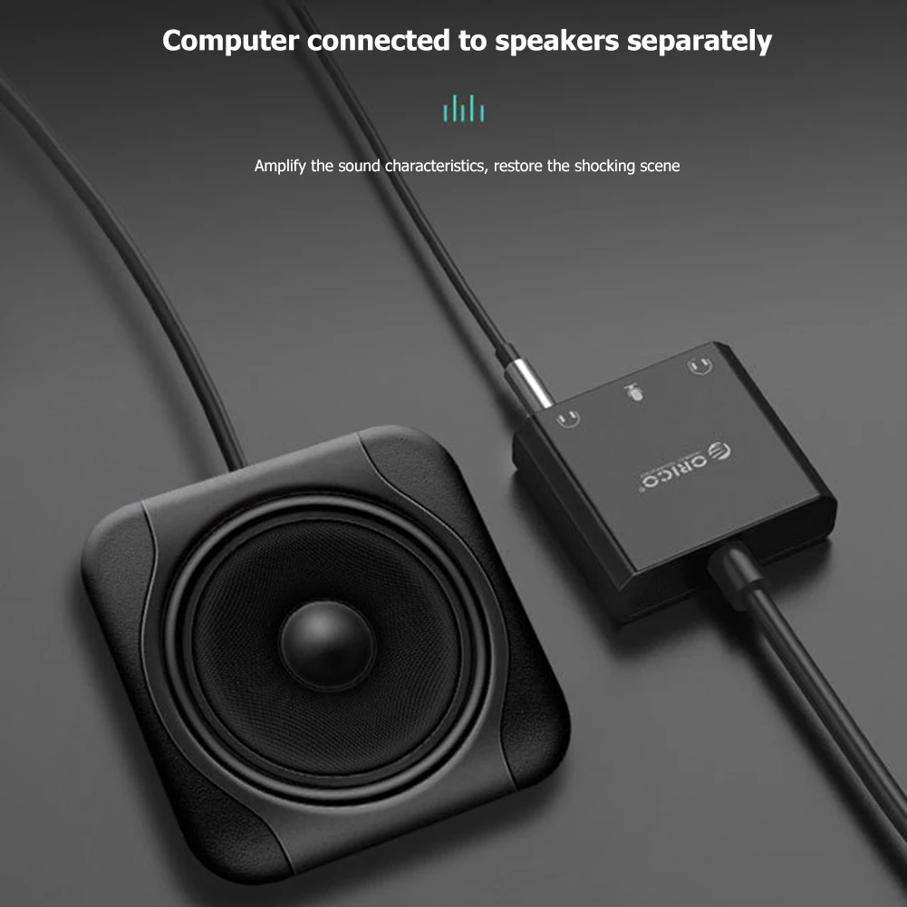 ORICO USB 2.0 Zunanje Zvočne Kartice Slušalke Mikrofon 2 V 1 s 3 Vrati priključna Prosti Volumen Nastavljiv Zvočni Adapter