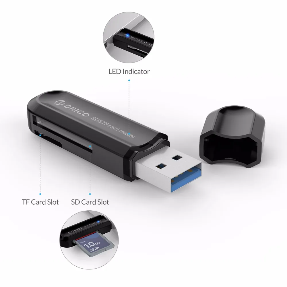 ORICO Visoke Kakovosti USB 3.0 Vse v 1 Multi spominskih Kartic za SD & TF & SDHC & SDXC Max Podporo 2TB/Črna / Bela