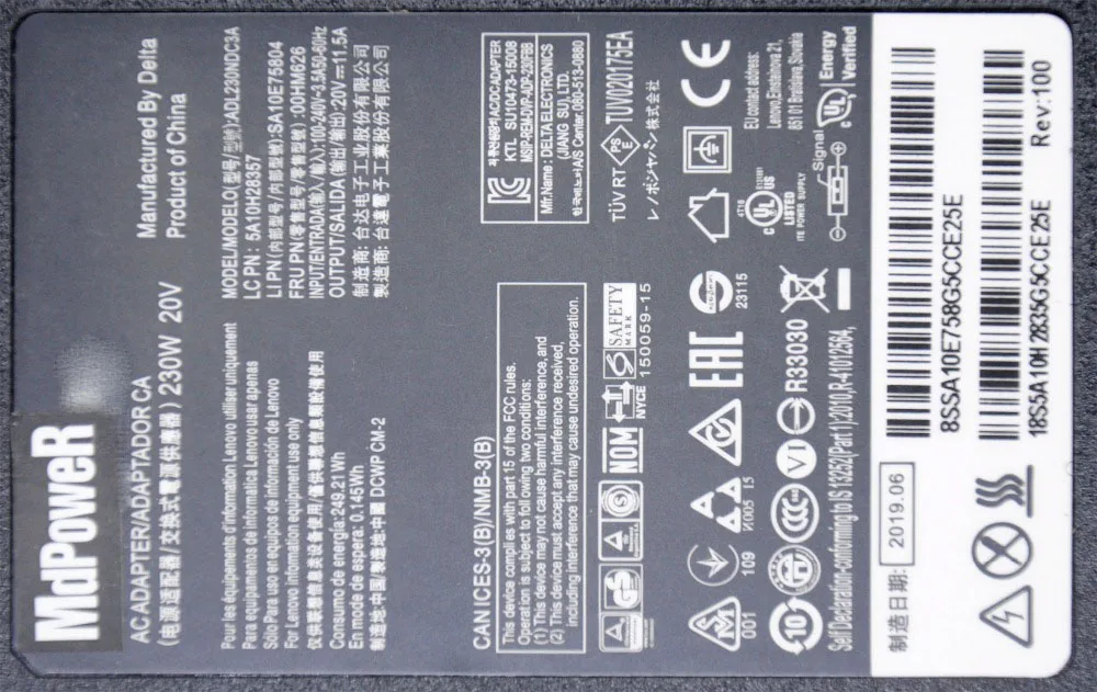 Original 20V 11.5 A 230W AC Adapter za Lenovo Legije Y740 Y920 Y540 P70 P71 P72 P73 Y7000 Y7000P Y9000K A940 Polnilnik 00HM626