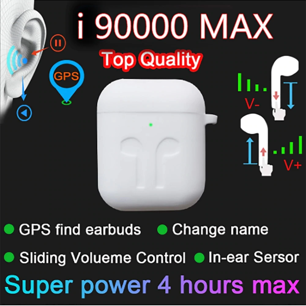 Original i90000 MAX TWS brezžična tehnologija Bluetooth 5.0 Slušalke brezžične slušalke 8D Drsnik za nastavitev glasnosti PK i5000 i90000 Pro TWS 1:1