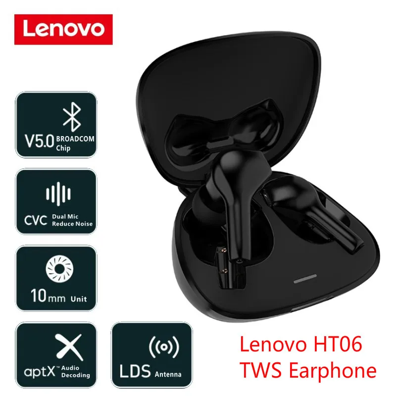 Original Lenovo HT06 TWS 5.0 Bertone Čip Bluetooth 5.0 Slušalke z Dvojno MIC Zmanjšanje Hrupa Brezžični Čepkov Nepremočljiva