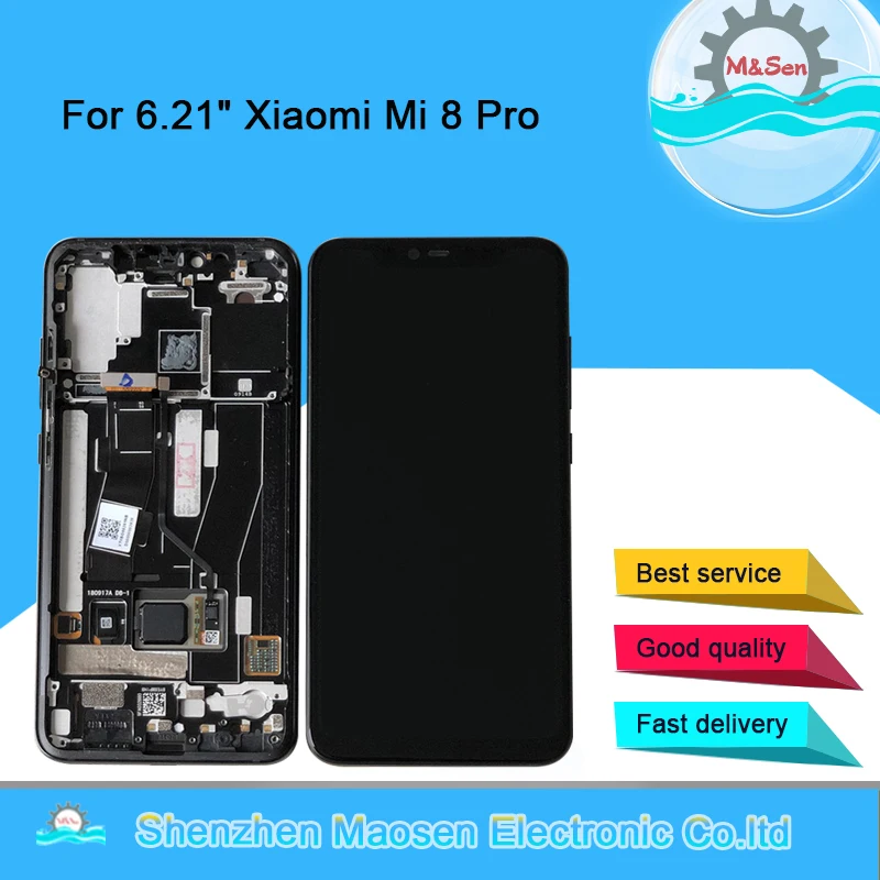 Original M&Sen LCDFrame Za Xiaomi Mi8 Pro Mi 8 Pro V-Zaslon Prstnih AMOLED Zaslon LCD Zaslon, Okvir+Touch Screen Digiziter