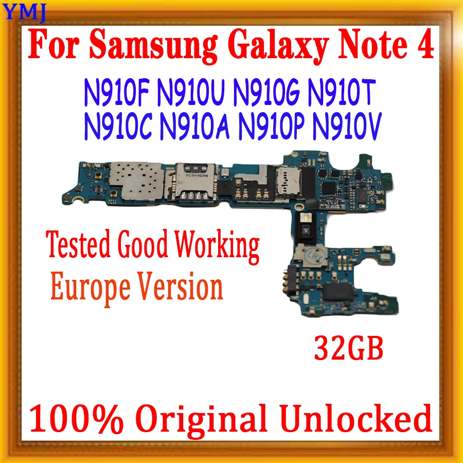 Original Odklepanje Matično ploščo Za Samsung Opomba 4 Evropi Različica N910F N910A N910U N910P N910V S čipi Logiko odbor