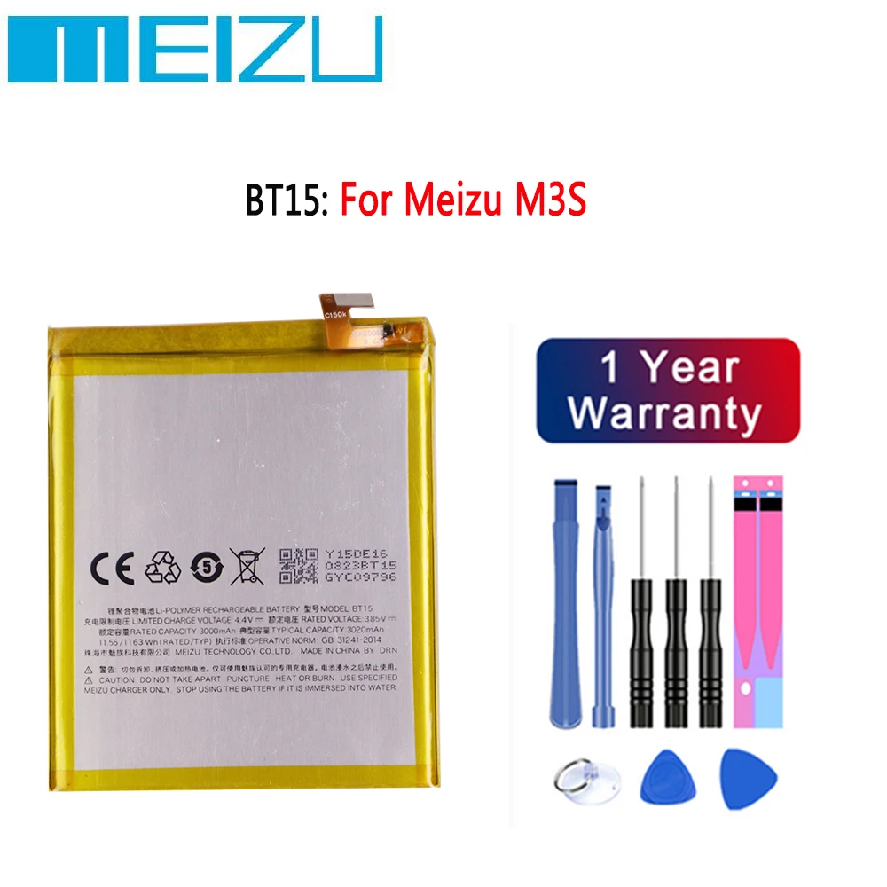 Original Visoke Kakovosti BT15 Baterija Za MEIZU M3S Baterije Zamenjava Baterije 3020mAh
