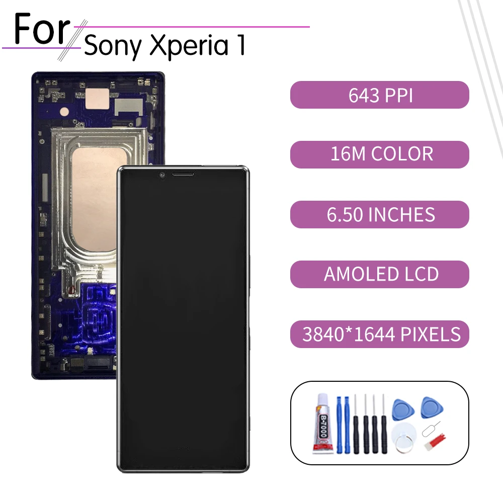 ORIGINAL Za SONY Xperia 1 LCD Zaslon na Dotik, Računalnike Zbora Za Sony Xperia 1 Prikažite withFrame Zamenjava J8110 J8170 J9110