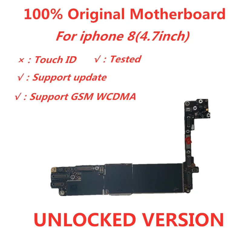 Originalne matične plošče za iphone 8 256GB 64GB mainboard odklenjena Logic kompaktna odstranite icloud za iphone8 z / Brez Dotik ID